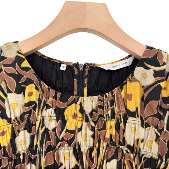 Rebecca Taylor Women’s Large Daphne Fleur Cotton Silk Blend Midi Dress Fall - Picture 7 of 8